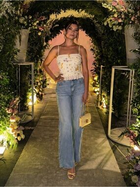 🌸 Steve Madden Floral Lace Trim Cami Top Medium Cottagecore Coquette Ruffle 🌸